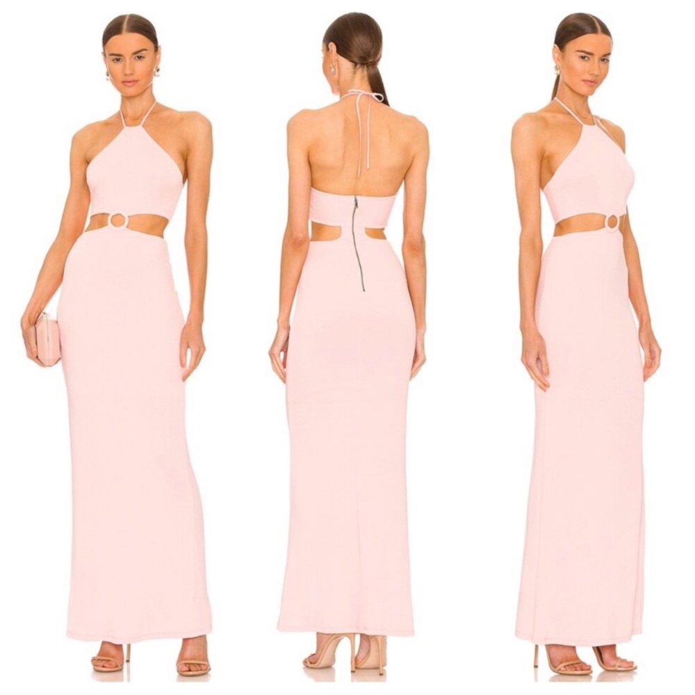 Alice + Olivia Womens Marguerite Cutout English Rose Maxi Dress Size Pink Halter